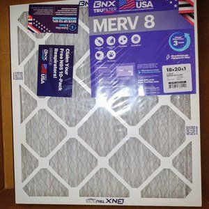 18x20x1 BNX TruFilter MERV 8 Air Filters 6 Pack NEW